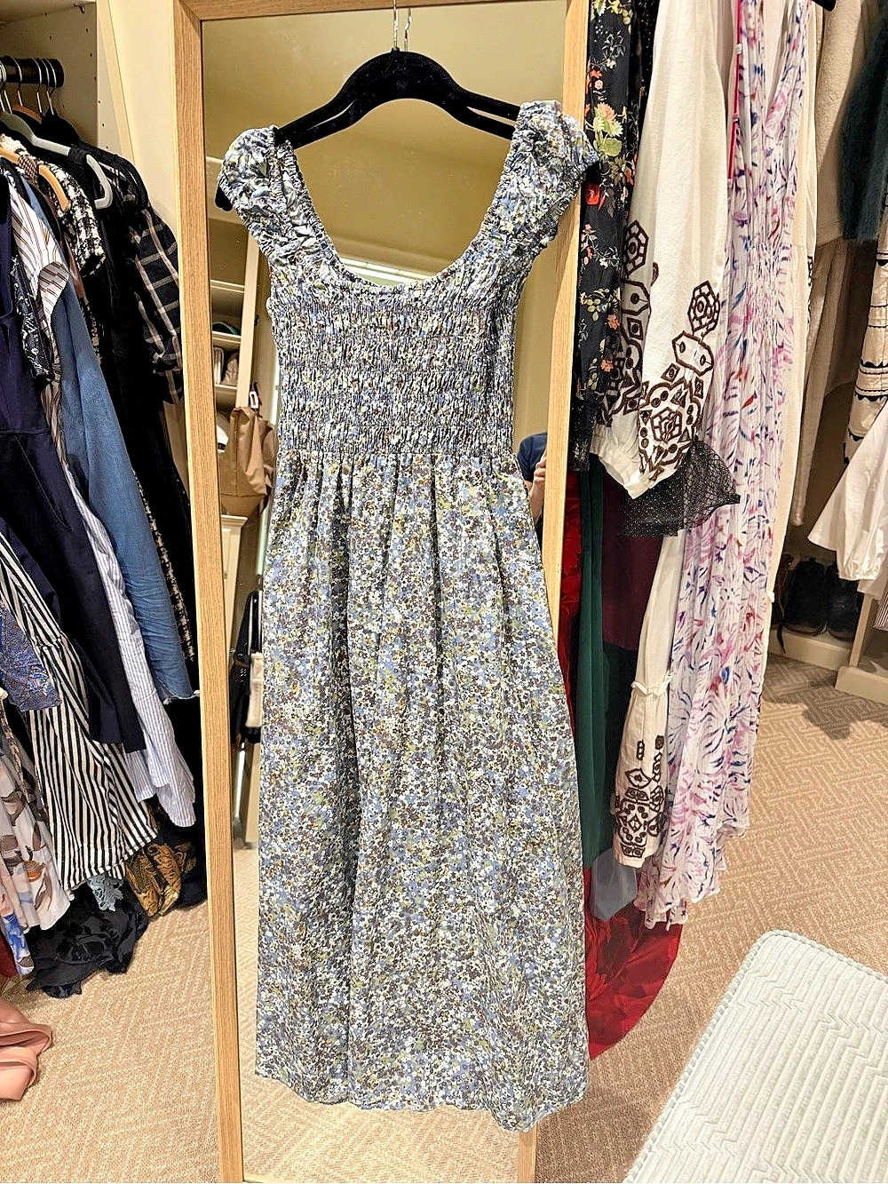 Blue & White Floral Midi Dress Like New